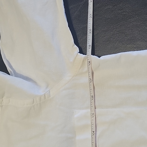 Camixa Women's white Linen blend button up size XS roll tab sleeve casual beach - Picture 6 of 9